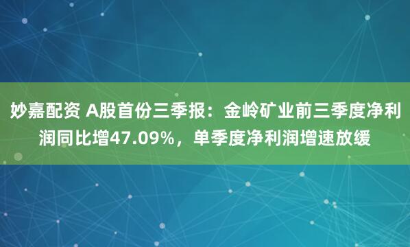 妙嘉配资 A股首份三季报：金岭矿业前三季度净利润同比增47.09%，单季度净利润增速放缓
